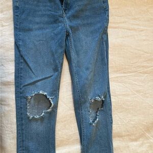 We The Free Blue Skinny Jeans with Distressed Knees